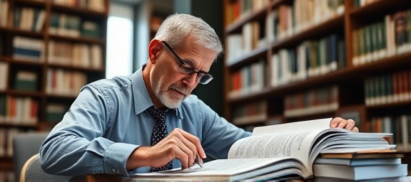 expert nonprofit accounting advisor, concentrated, annotating reports, photorealistic, quiet library-like room with accounting standards books, highly detailed, gentle page turning, ISO 400, diffused sunlight, shot with a 100mm macro lens.